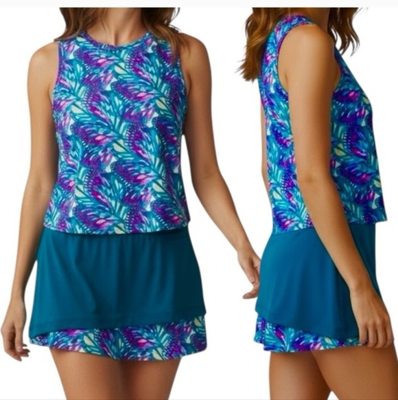 Pebble Beach Teal Purple Golf Skirt Skort Sz M NEW - Picture 3 of 12
